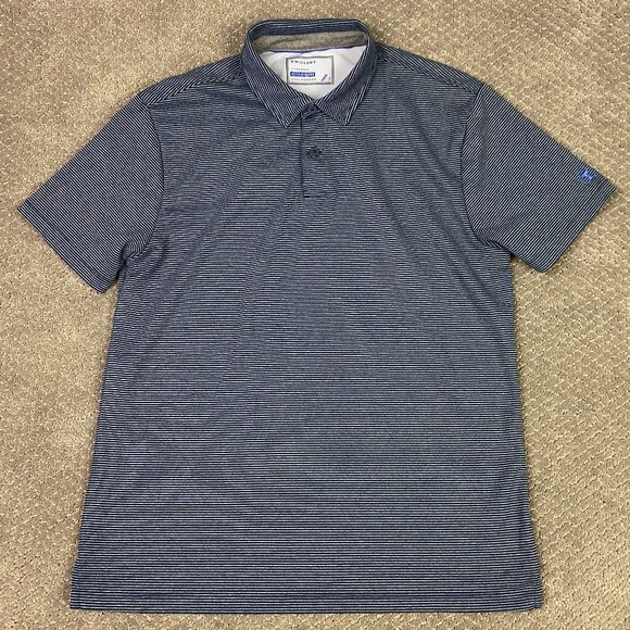 Twillory Athleisure Polo Shirt Men's Large Blue White Stripe Performance Golf - Picture 2 of 11